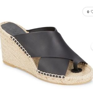 Vince Espadrille Woven Leather Wedge Sandals 7